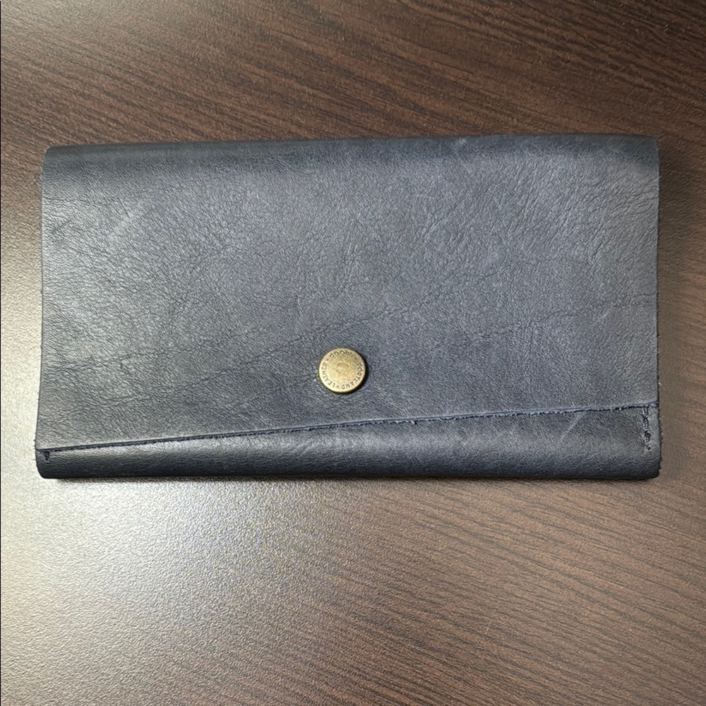 Portland Leather Blue Wallet Minimalist Design